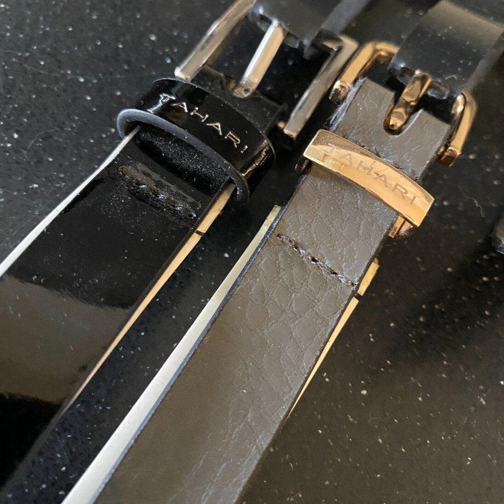 Tahari Belts 2x Womens Medium Black Gray‎ New